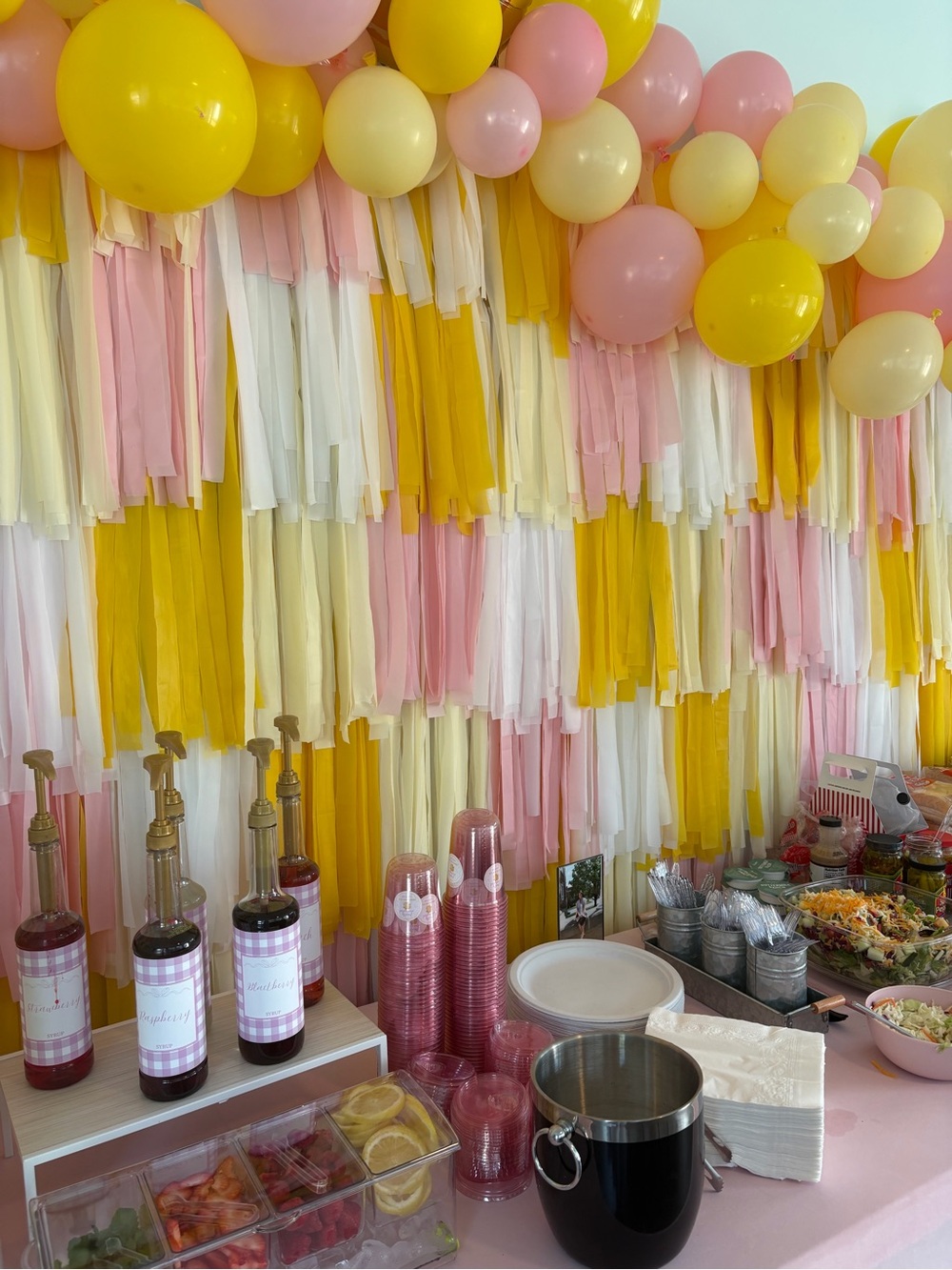 Tassel backdrop Pink, yellow, white & Cream Tassel Garland